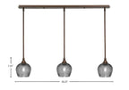 Stem Three Light Linear Pendalier in Bronze with Smoke Textured Shade