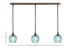 Stem Three Light Linear Pendalier in Bronze with Turquoise Textured Shade