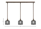 Stem Three Light Linear Pendalier in Bronze with Smoke Textured Shade