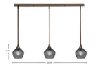 Stem Three Light Linear Pendalier in Bronze with Smoke Textured Shade