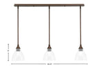 Stem Three Light Linear Pendalier in Bronze with Clear Bubble Shade