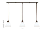 Stem Three Light Linear Pendalier in Bronze with White Marble Shade