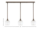 Stem Three Light Linear Pendalier in Bronze with White Marble Shade
