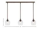 Stem Three Light Linear Pendalier in Bronze with Smoke Bubble Shade