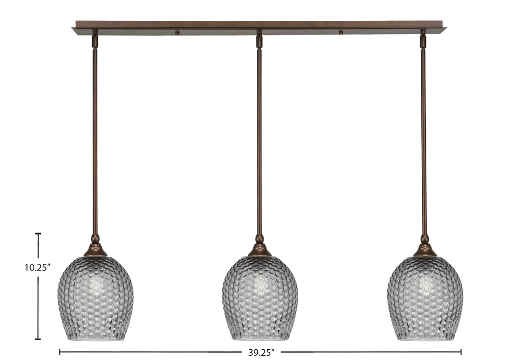 Stem Three Light Linear Pendalier in Bronze with Smoke Textured Shade