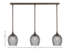 Stem Three Light Linear Pendalier in Bronze with Smoke Textured Shade