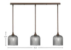Stem Three Light Linear Pendalier in Bronze with Smoke Textured Shade