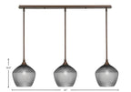 Stem Three Light Linear Pendalier in Bronze with Smoke Textured Shade