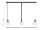 Stem Three Light Linear Pendalier in Bronze with Clear Ribbed Shade