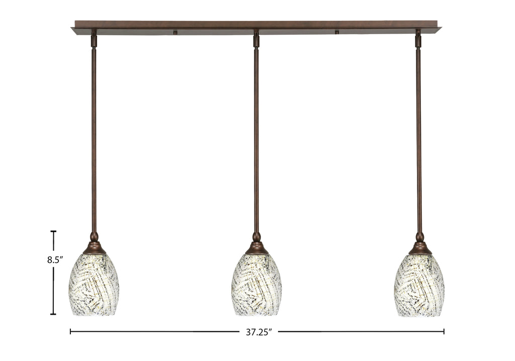 Any Three Light Linear Pendalier in Bronze with 5" Natural Fusion Shade