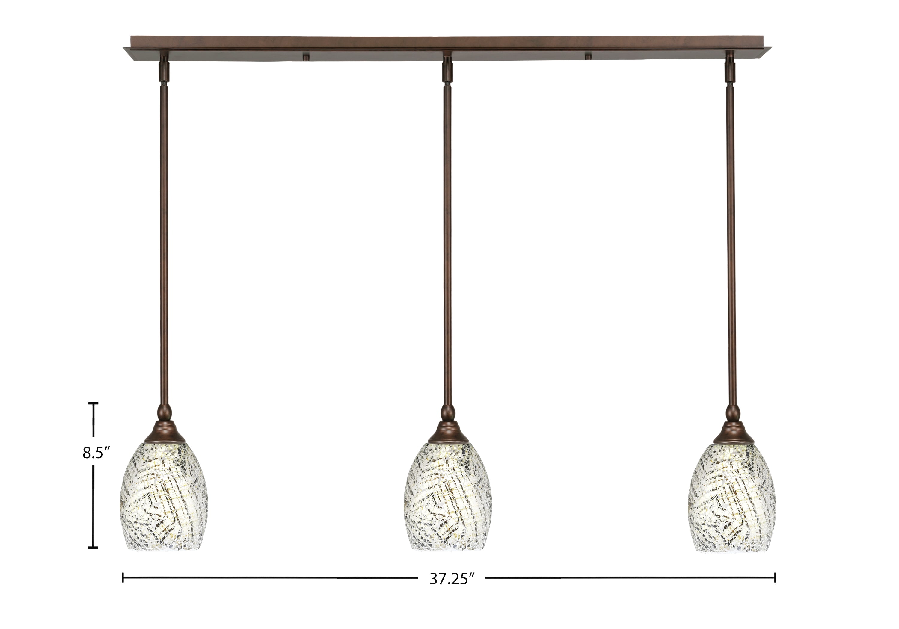 Any Three Light Linear Pendalier in Bronze with 5" Natural Fusion Shade