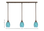Any Three Light Linear Pendalier in Bronze with 5" Turquoise Fusion Shade