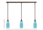 Any Three Light Linear Pendalier in Bronze with 5.5" Turquoise Fusion Shade