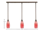 Any Three Light Linear Pendalier in Bronze with 5.5" Red Fusion Shade