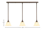 Any Three Light Linear Pendalier in Bronze with 7" Italian Marble Shade