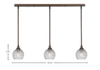 Stem Three Light Linear Pendalier in Bronze with Clear Ribbed Shade