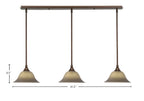 Any Three Light Linear Pendalier in Bronze with 10" Gray Linen Shade