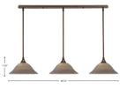 Any Three Light Linear Pendalier in Bronze with 12" Gray Linen Shade