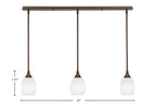 Any Three Light Linear Pendalier in Bronze with 5" White Linen Shade
