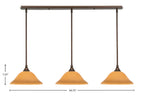 Any Three Light Linear Pendalier in Bronze with 12" Cayenne Linen Shade