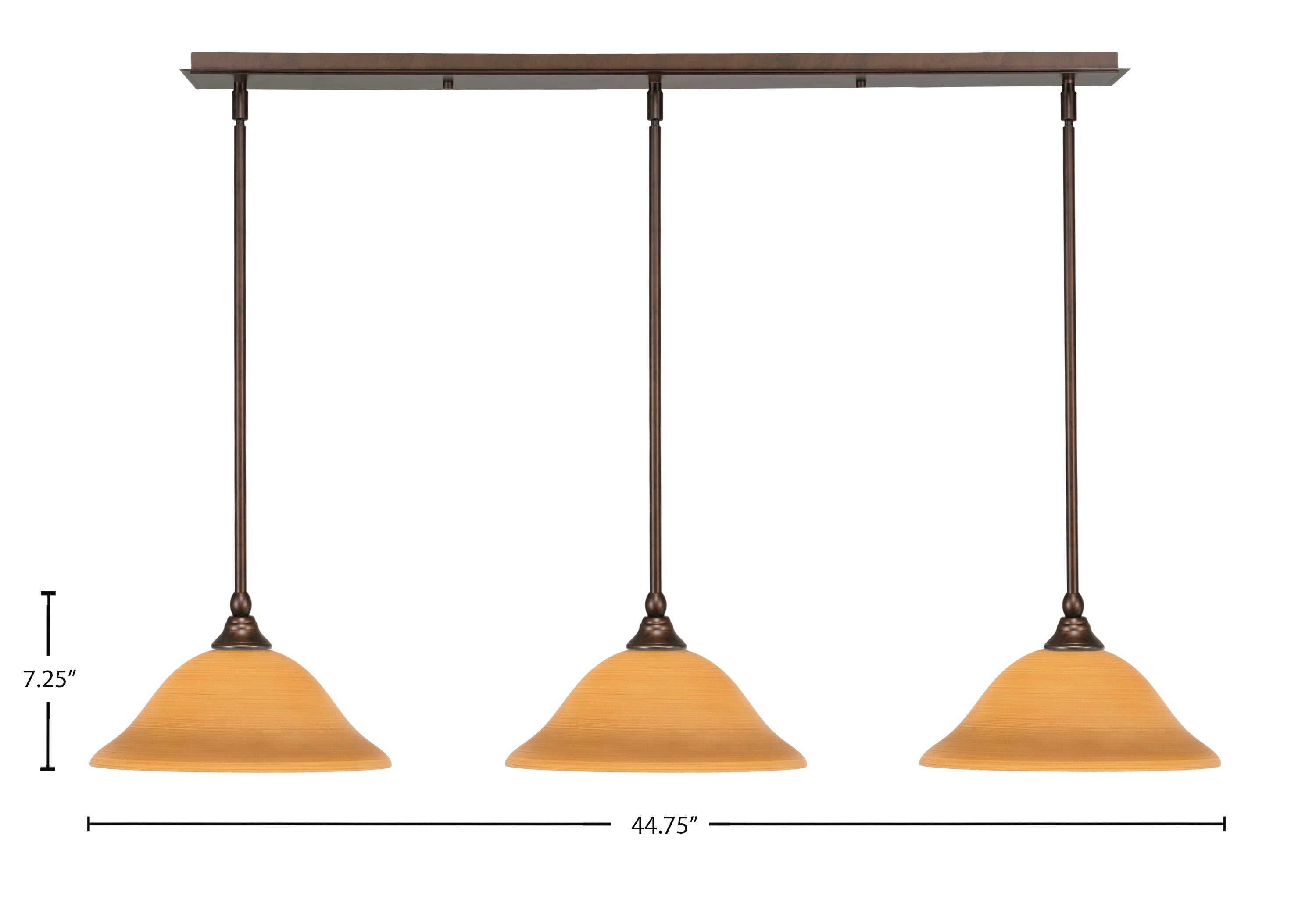 Any Three Light Linear Pendalier in Bronze with 12" Cayenne Linen Shade