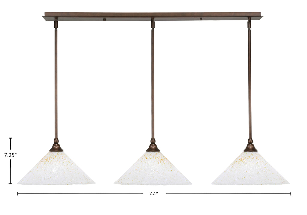 Any Three Light Linear Pendalier in Bronze with 12" Gold Ice Shade