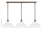 Any Three Light Linear Pendalier in Bronze with 12" Gold Ice Shade
