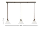 Any Three Light Linear Pendalier in Bronze with 7" Gold Ice Shade