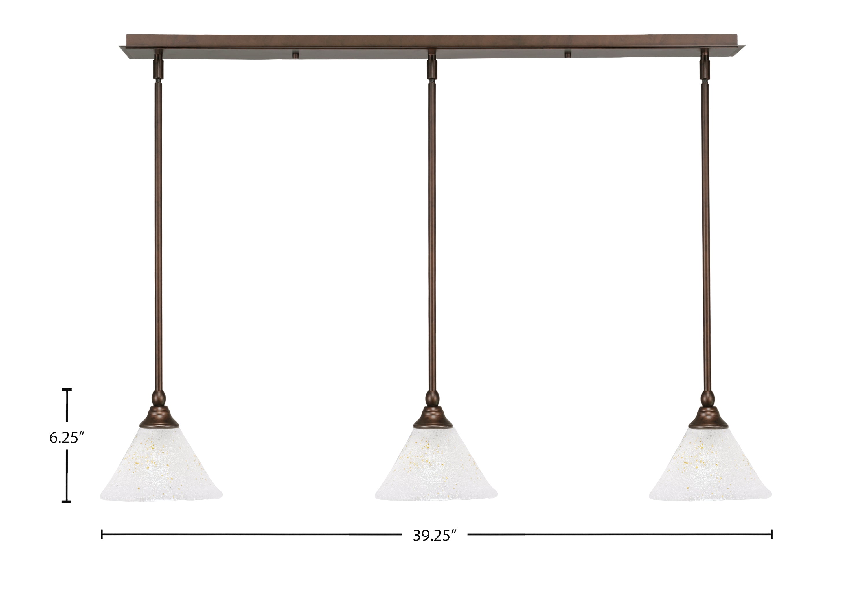 Any Three Light Linear Pendalier in Bronze with 7" Gold Ice Shade