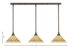 Any Three Light Linear Pendalier in Bronze with 12" Chocolate Icing Shade