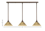 Any Three Light Linear Pendalier in Bronze with 10" Chocolate Icing Shade