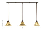 Any Three Light Linear Pendalier in Bronze with 7" Chocolate Icing Shade