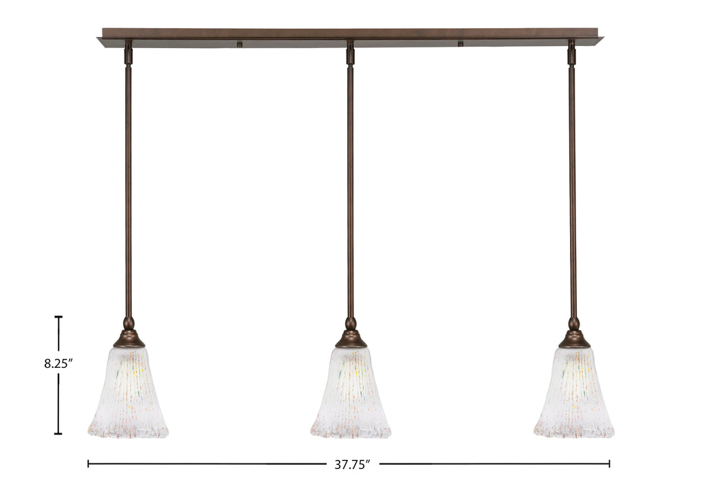 Any Three Light Linear Pendalier in Bronze with 5.5" Fluted Frosted Crystal Shade