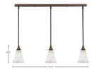 Any Three Light Linear Pendalier in Bronze with 5.5" Fluted Frosted Crystal Shade