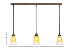 Any Three Light Linear Pendalier in Bronze with 5.5" Fluted Gold Champagne Crystal Shade