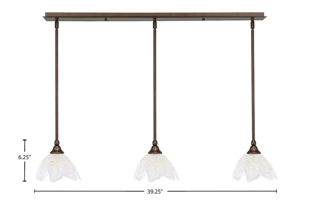 Any Three Light Linear Pendalier in Bronze with 7" Gold Ice Shade