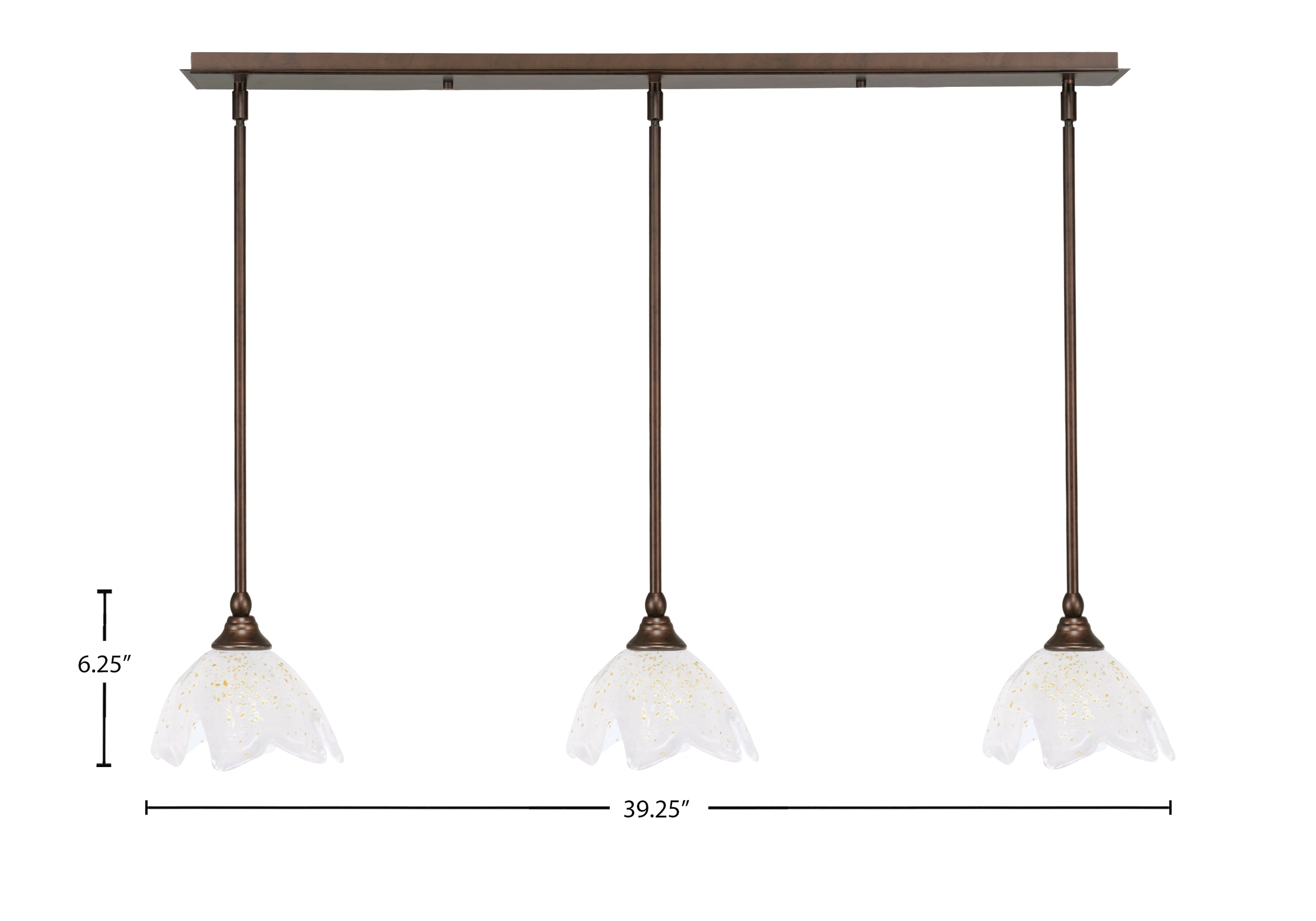 Any Three Light Linear Pendalier in Bronze with 7" Gold Ice Shade