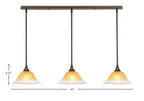 Any Three Light Linear Pendalier in Bronze with 10" Gold Champagne Crystal Shade