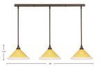 Any Three Light Linear Pendalier in Bronze with 12" Gold Champagne Crystal Shade