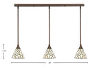 Any Three Light Linear Pendalier in Bronze with 7" Sandhill Art Glass Shade
