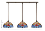 Stem Three Light Linear Pendalier in Bronze with Sierra Art Glass Shade
