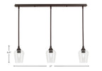 Stem Three Light Linear Pendalier in Dark Granite with Clear Bubble Shade
