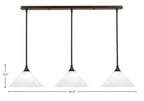 Stem Three Light Linear Pendalier in Dark Granite with White Marble Shade