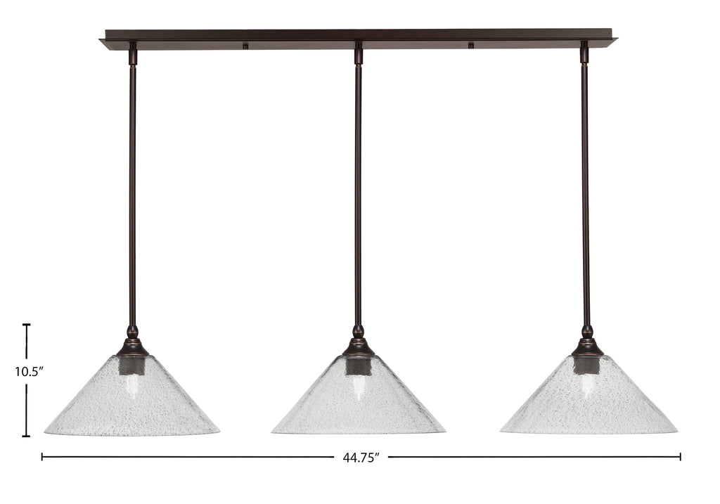 Stem Three Light Linear Pendalier in Dark Granite with 12" Smoke Bubble Shade