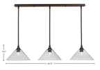 Stem Three Light Linear Pendalier in Dark Granite with 12" Smoke Bubble Shade