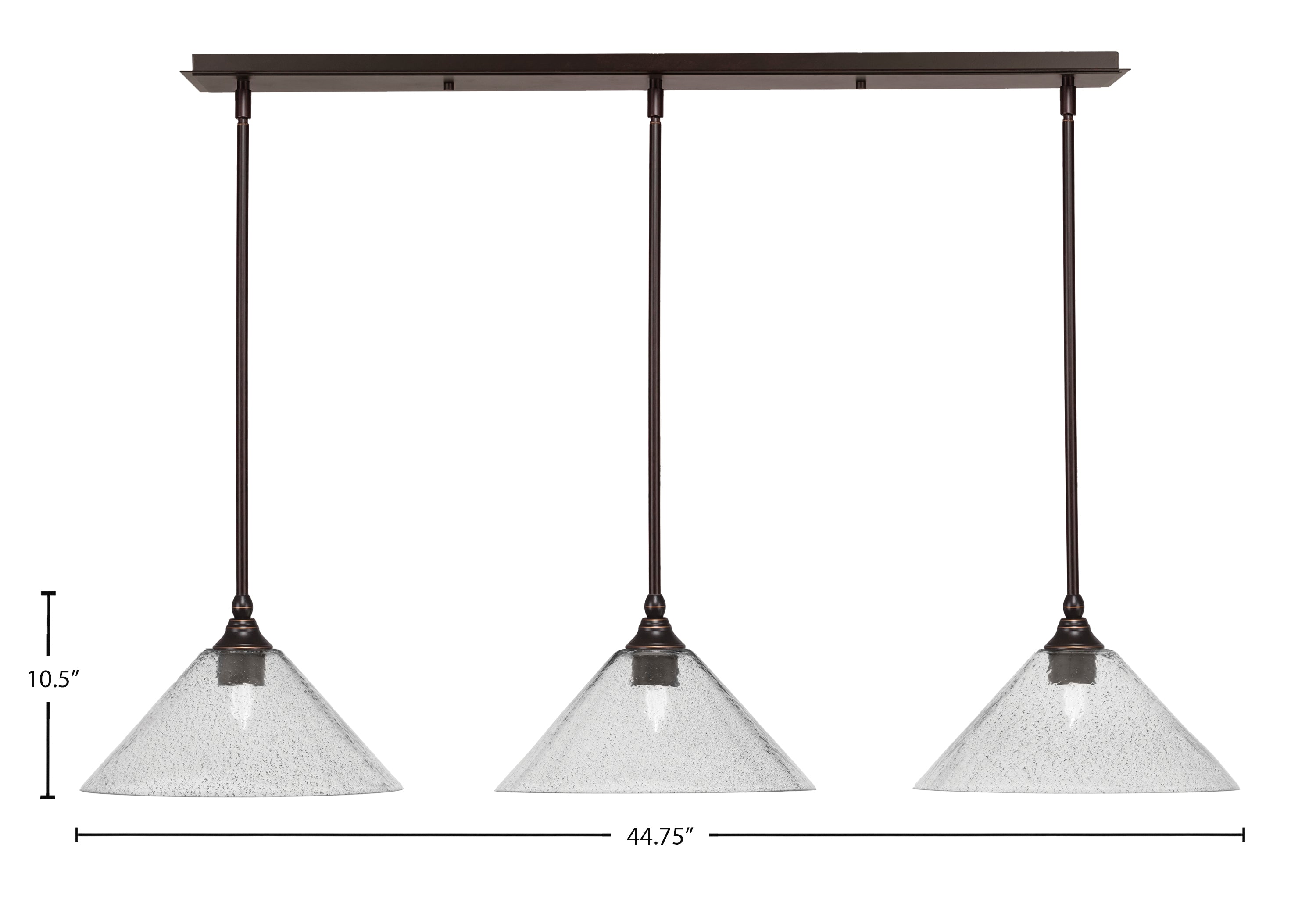 Stem Three Light Linear Pendalier in Dark Granite with 12" Smoke Bubble Shade