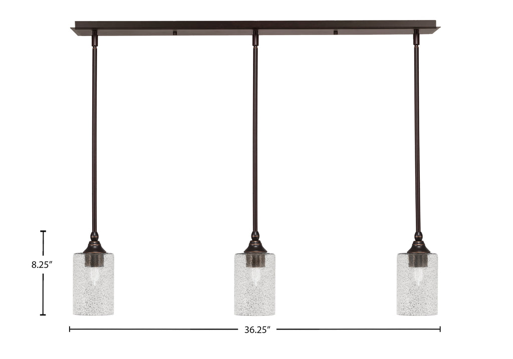 Stem Three Light Linear Pendalier in Dark Granite with Smoke Bubble Shade