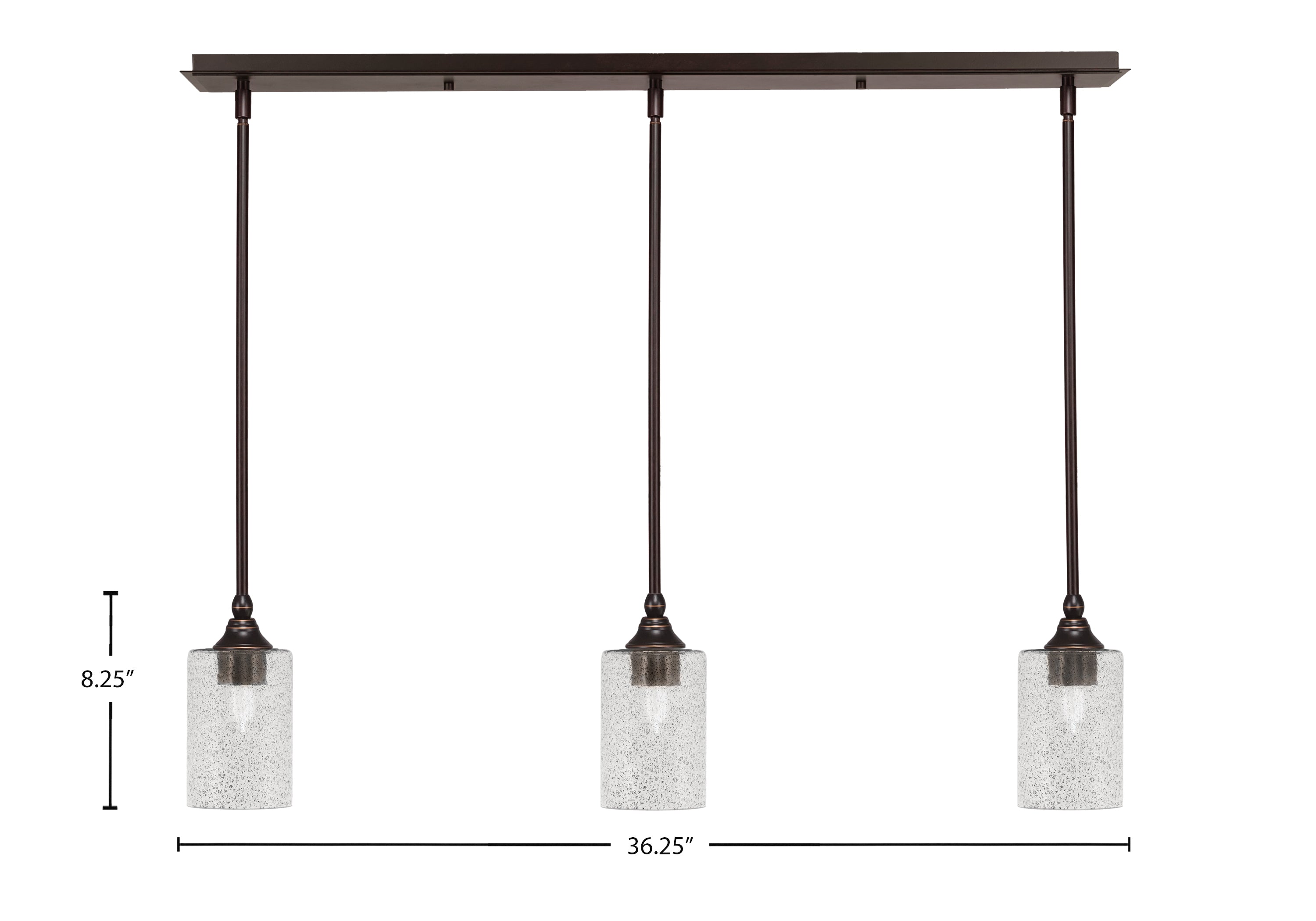 Stem Three Light Linear Pendalier in Dark Granite with Smoke Bubble Shade