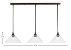 Stem Three Light Linear Pendalier in Dark Granite with Clear Bubble Shade