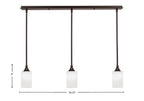 Stem Three Light Linear Pendalier in Dark Granite with White Muslin Shade